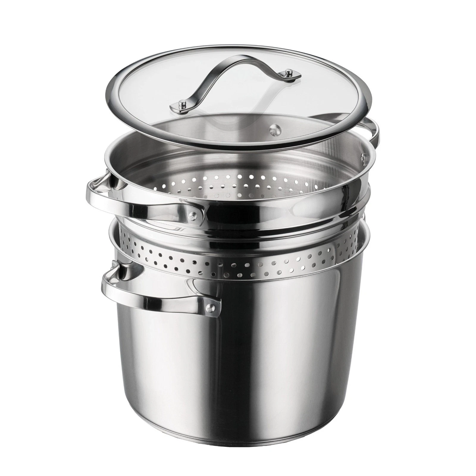 Tramontina 8qt Stainless Steel Tri-ply Base Multicooker Pot with Pasta Insert