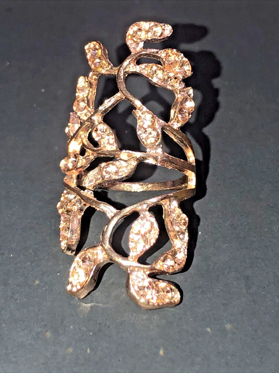 Vintage The Garden Of Eden Ring Rose Gold Color & Pink Rhinestones