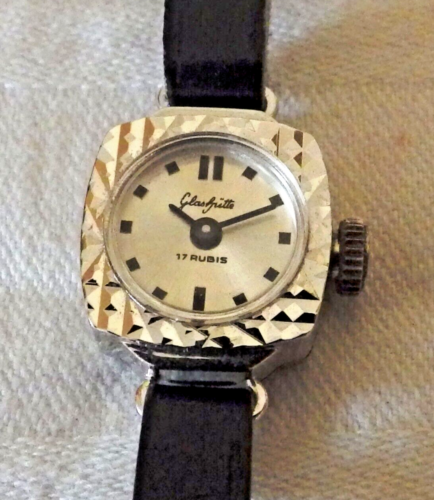 Vintage kl. Ancienne montre-bracelet mécanique « verrerie » pour femmes argentée TPP - Photo 1/2