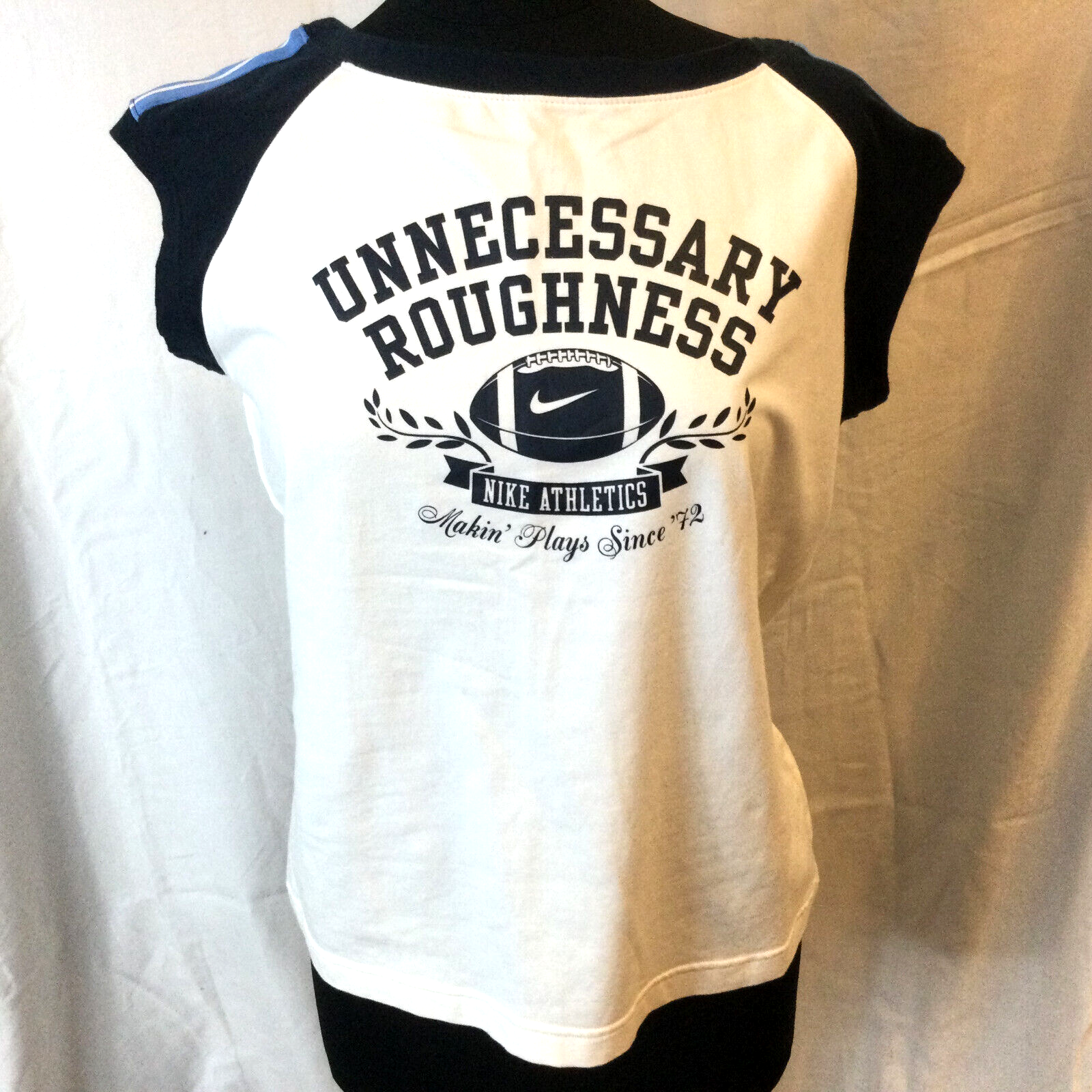 Nike Atletismo Algodón Mujer Camiseta Fútbol Blanco Azul Marino Sin Manga XL