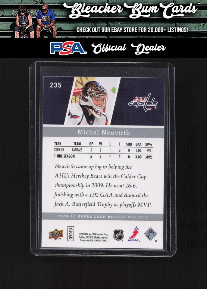 2009 Upper Deck 235 Michal Neuvirth  Young Guns Rookie - Image 2 of 2