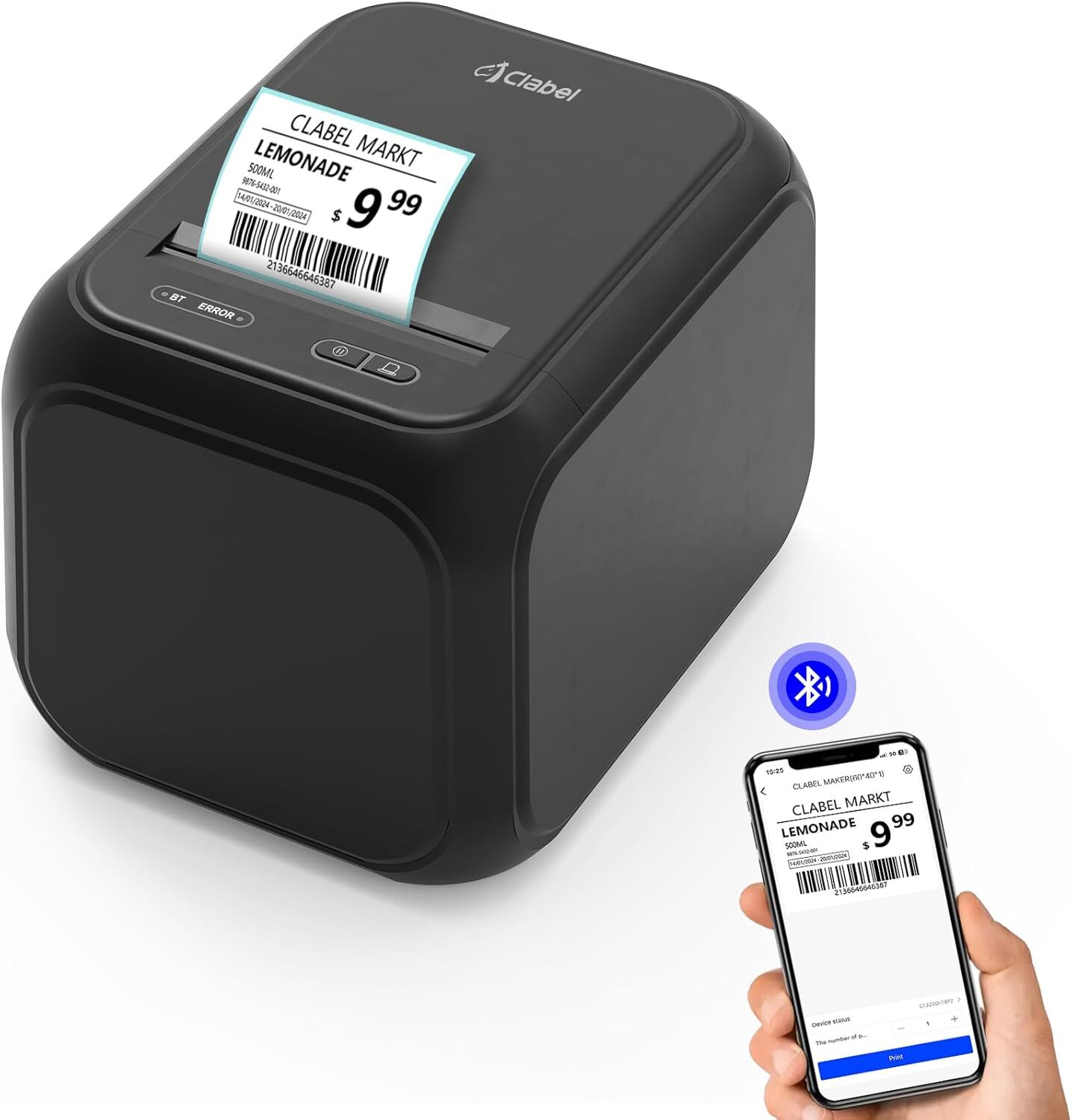 Bluetooth Barcode Label Printer for Desk with Direct Thermal Printing