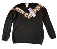 Little Mass Girls Black Hacci Knit Leopard Print Chevron Sweater Tunic 8 NWT