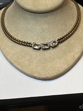 HANG TAG J.CREW EMERALD CUT FOILED BACK GLASS STONES BRASS CHAIN NECKLACE 