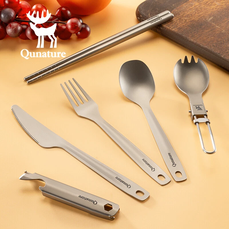 Hot Pure Titanium Tableware Set Outdoor Camping Picnic Chopsticks Fork Set - Image 2 of 4