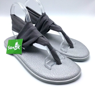 Sanuk Women's Yoga Sling 2 Print US 10 Sandals 1099909 Gray Metallic Footbed