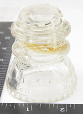 Glass Utility Insulator Babson Chicago SURGE Yellow Clear Made in USA - VINTAGE