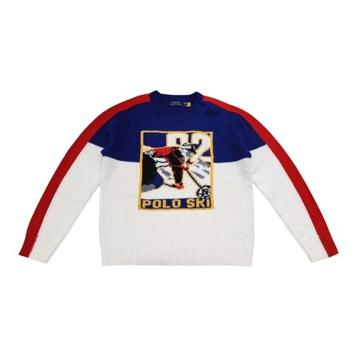 Vtg Polo Ralph Lauren Ski Moose Pull On Knit Sweater Mens