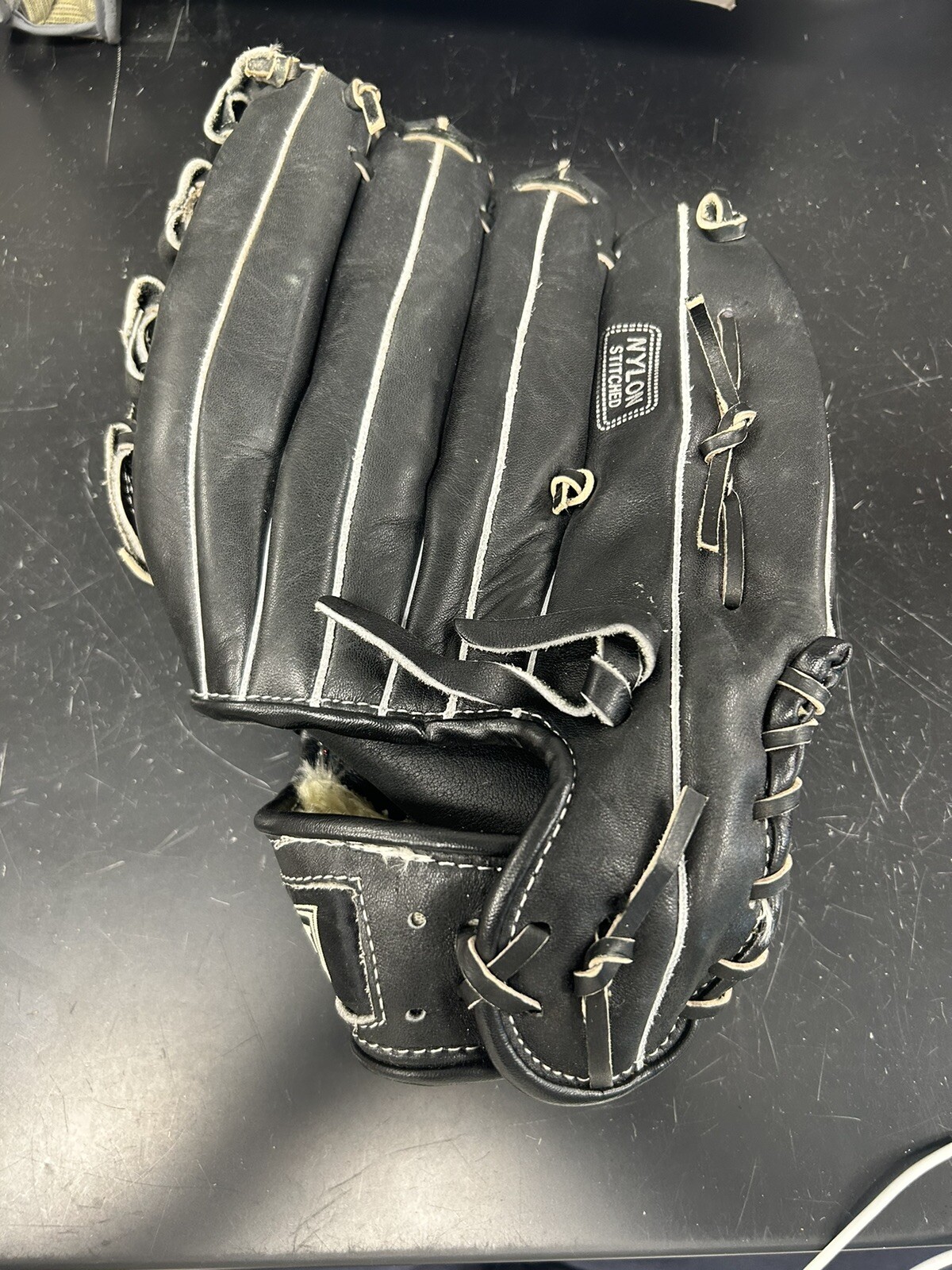 left hand pennant baseball glove pro action nylon stitched Rawhide