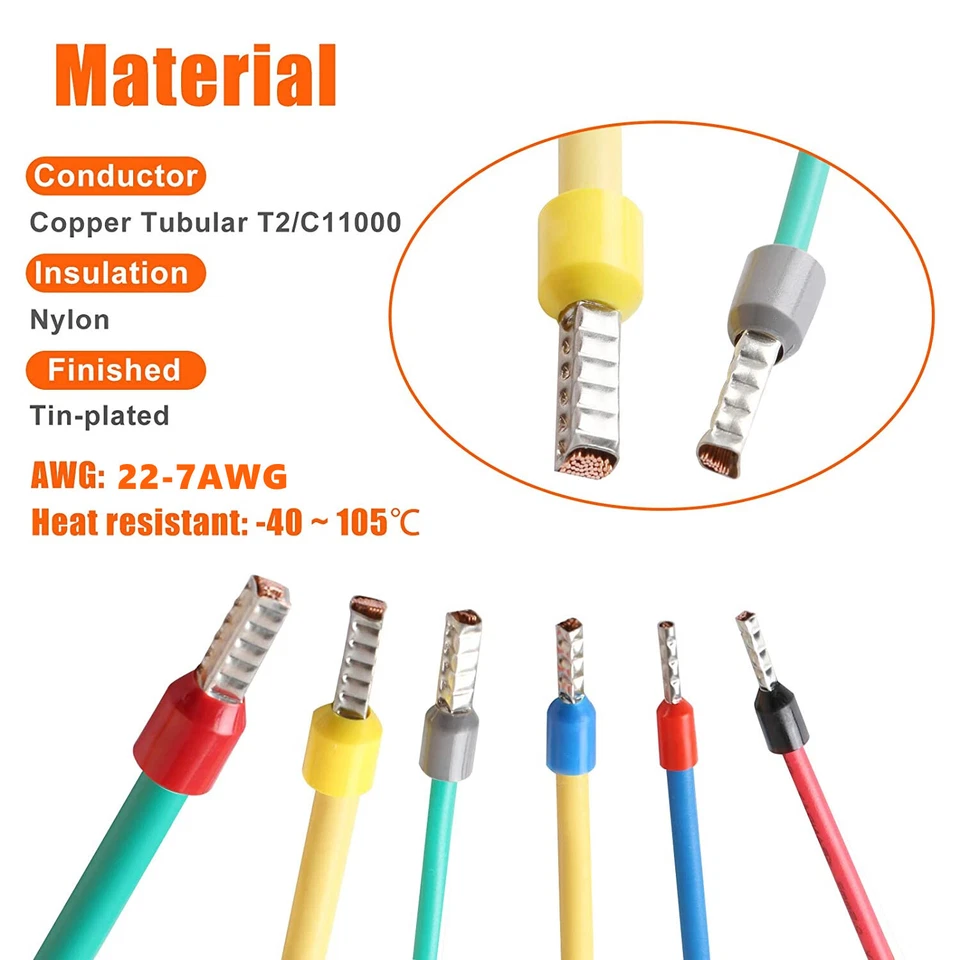 1400PCS Cable Wire Cord Pin End Bootlace Ferrule Connectors Set Crimp Terminals - Image 3 of 4