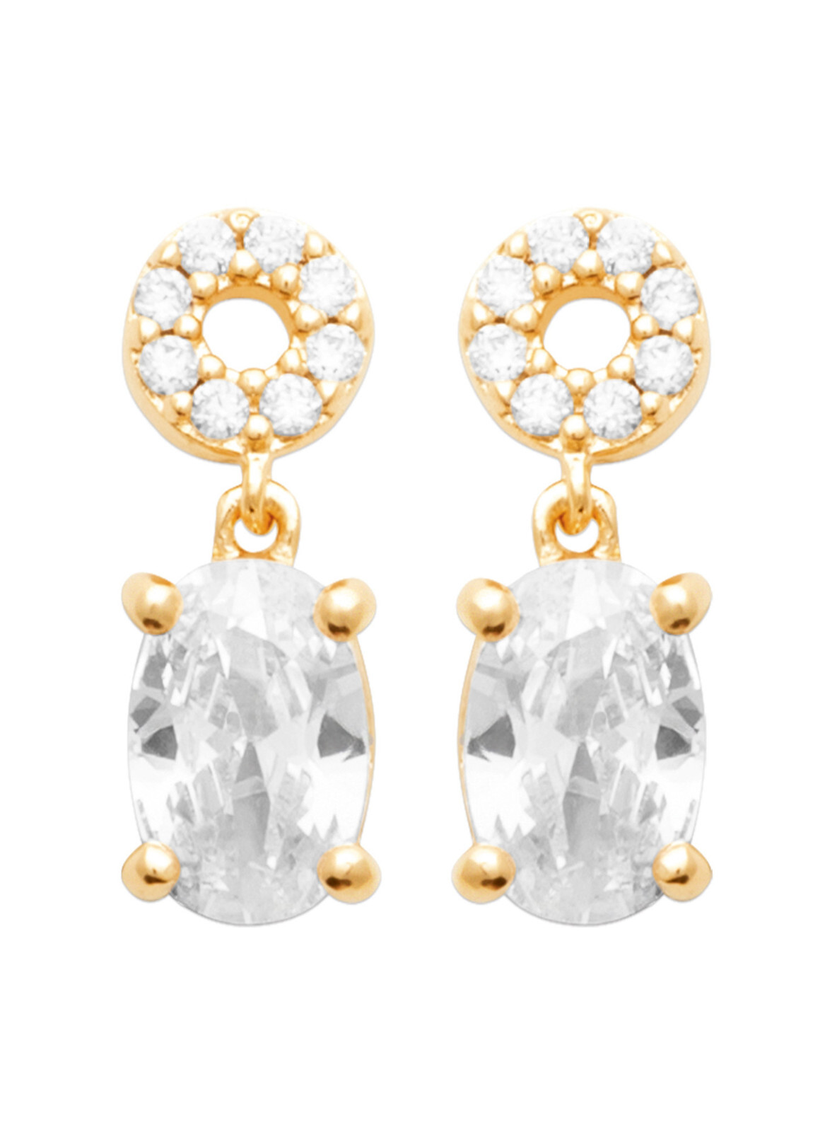 Boucles d'oreilles pendantes plaqué or 18k et oxydes d'éclat joaillerie