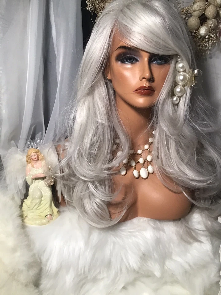 "ANGELIC, BELLEZA PLATINO, FRENTE DE ENCAJE ENTERO DE 30"", MEZCLA DE CABELLO HUMANO, PELUCA PARTE GRATIS💋" Foto 2 de 4