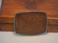 Pre-owned Metal Leather Engraved Canada Belt Buckle