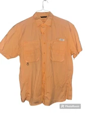 Black Tip Big Catch Fishing Shirt Men’s Size L Short Sleeves Pale Orange