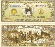 California Gold Rush 1848 Million Dollar Bills x 2 James W Marshall Sutters Mill