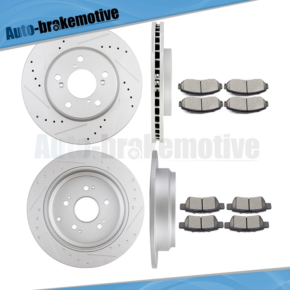 FRONT & REAR DISC BRAKE ROTORS & CERAMIC PADS KIT FOR 2005-2010 HONDA ODYSSEY V6 Foto 4 de 4
