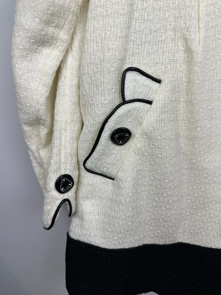 Chaqueta Abrigo Jolt Peacoat Mujer XL Blanco Marfil Negro Lana Nylon Mezcla Forrada DV Foto 4 de 4