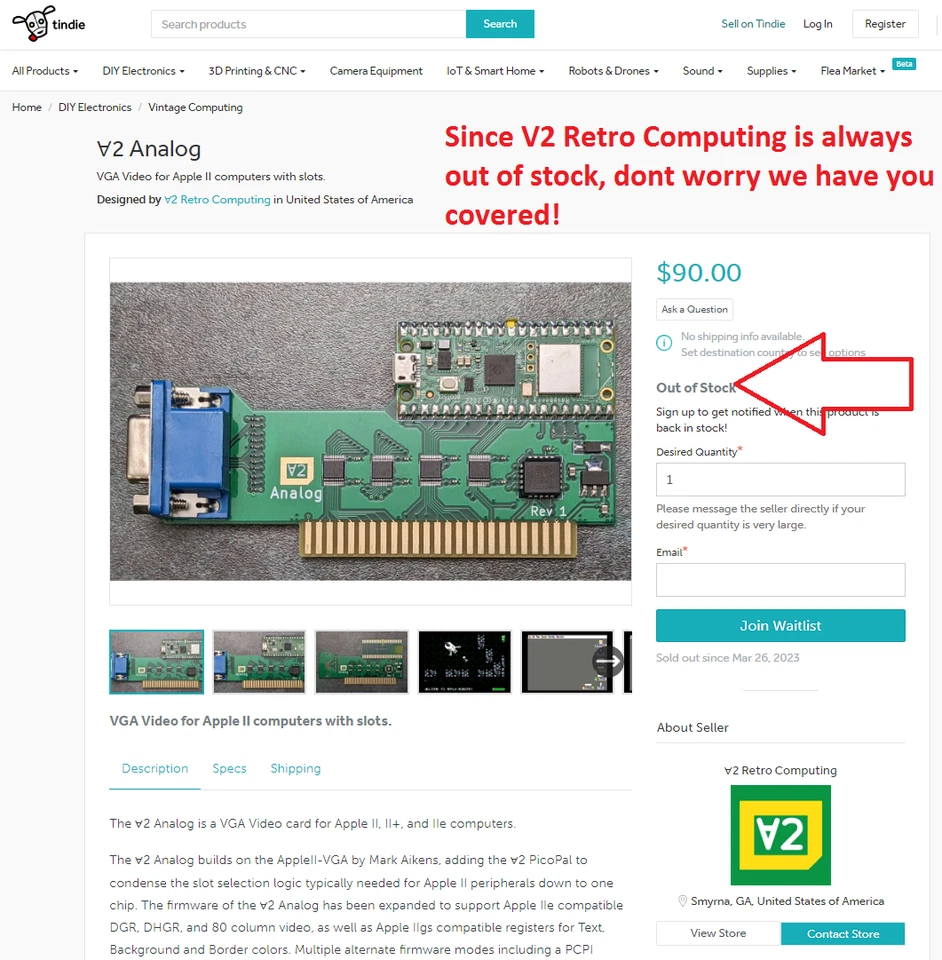 Apple II V2 ANALOG VGA & Z80 PCPI Applicard Softcard PicoPal IIe as seen online! - Image 3 of 4