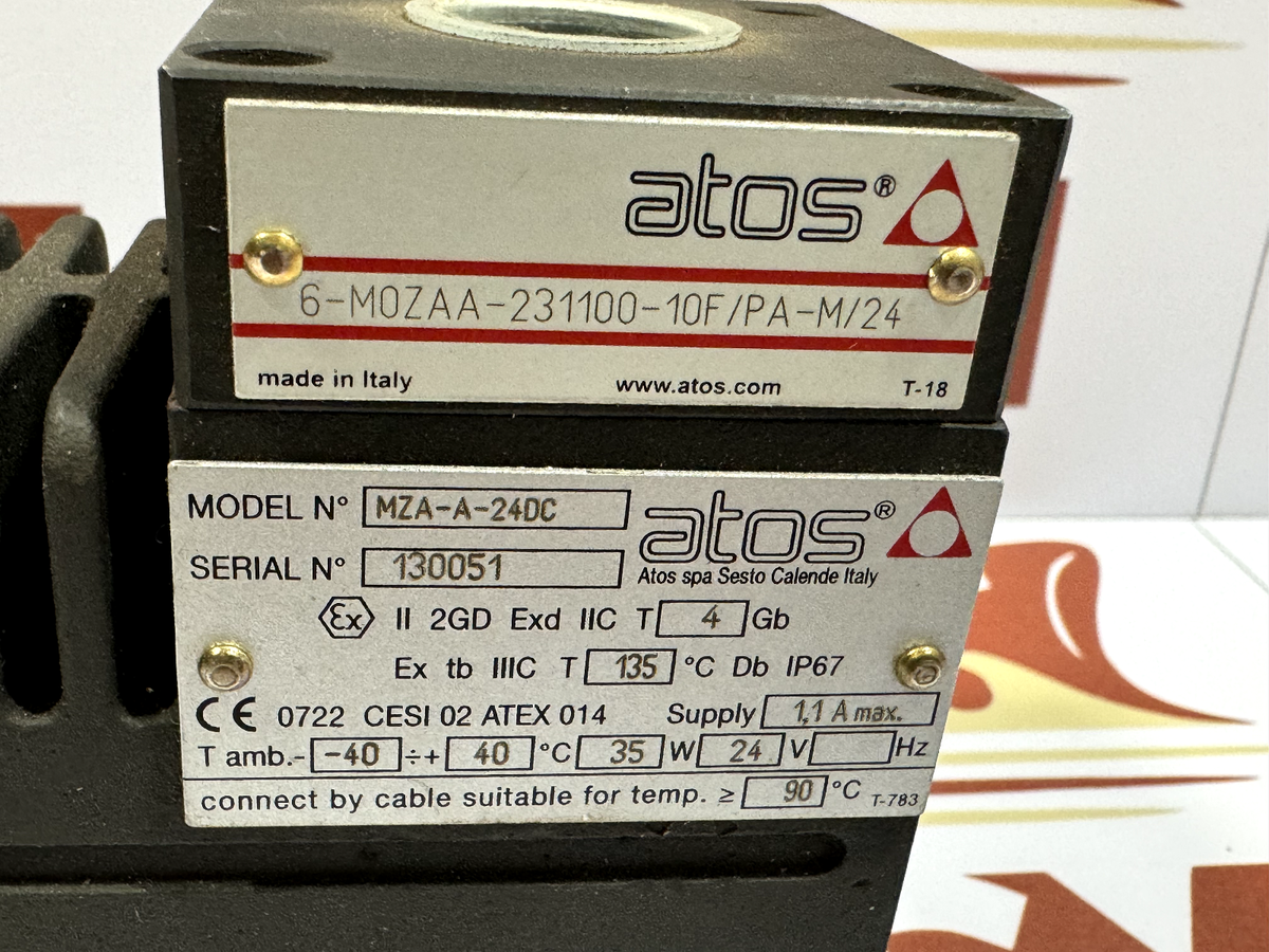 Atos RZMA-A-010/180/PA-M/24 Prop Pressure Valve 6-M0ZAA-231100-10F