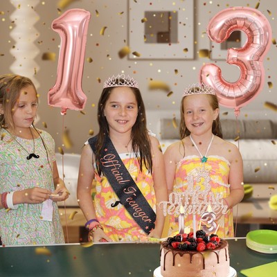 13. Geburtstag Dekorationen Für Mädchen – Lila Mit Krone, Schärpe, Kerzen, Ballons & Kuchen-Topper