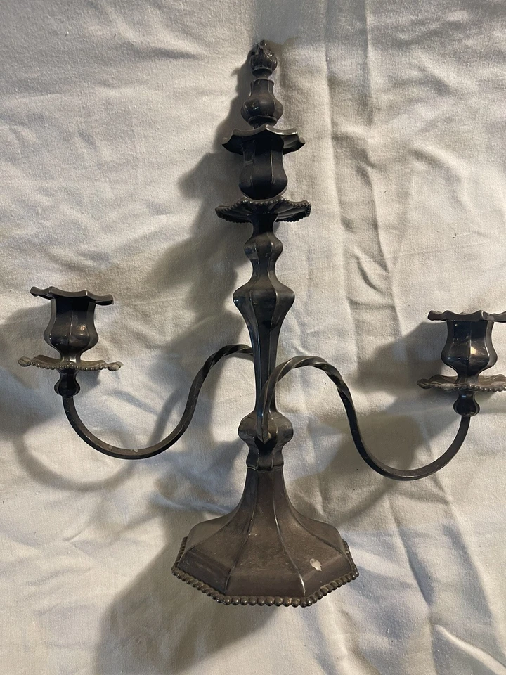 Соответствующая ПАРА серебряных канделябров Reed & Barton 736 с флеронами пламени - Изображение 2 из 4