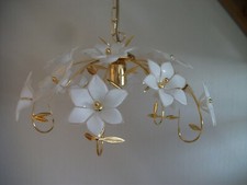 Honsel - Filigrane Messing  Pendelleuchte mit Muranoglasblüten 45cm/Sammlerstück