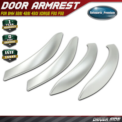 4x Left & Right Silver Gray Interior Door Pull Handle Trim Cover for BMW F30 F32