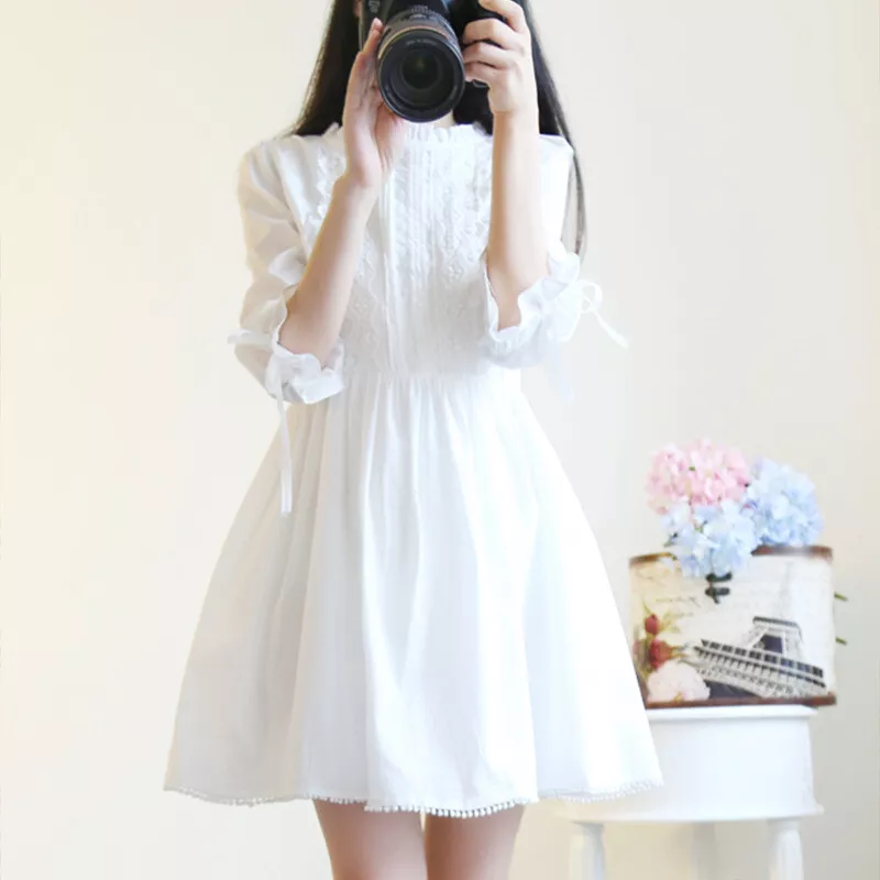 White colour short clearance frock