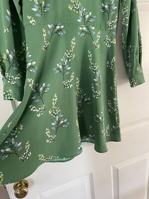 LOFT Green Floral Print A-Line Above Knee Length Dress Petite 2 | eBay