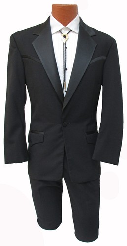 Boy's Black Western Style Tuxedo Jacket with Matching Pants Prom **Made in USA**
