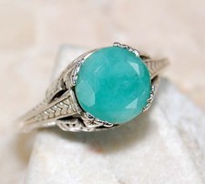 2CT Emerald Genuine 925 Sterling Silver Art Deco Ring Sz 6,7,8 US6