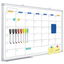 Dry Erase Calendar Whiteboard for Wall, 36" x 24" Magnetic Monthly White Boar...