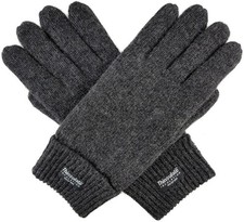 EEM Mens Wool Knitted Gloves with Thinsulate Lining, Size L/XL - Anthracite