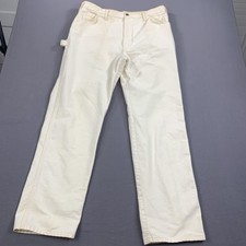 Dickies Painter Pants Mens 36x33 White Canvas Utility Workwear Carpenter Pockets