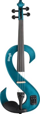 e-Geige, Stagg, 4/4 Silent Geigen Set, blau-metallic