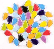 200G Ceramic Teardrop Mosaic Tiles, Green Yellow Blue Red Purple White Black Sma