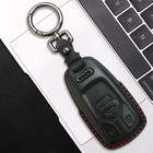 Audi Key Fob Cover Genuine Leather with Keychain, A4 Q7 Q5 TT A3 A6 SQ5 R8 SS +