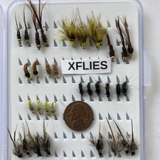 Fly Fishing Flies Trout Salmon Caddis Larva  32 Pcs Hks #12/#14 BBH W/ Case N804