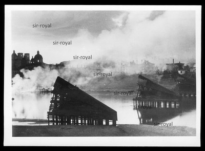 Minsk 1941 - Brennende Nordstadt nach Sowjet Rückzug WK2 PK Presse Foto 19x14cm