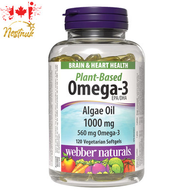 Webber Naturals Algae Omega-3 120 Softgels | Vegan EPA DHA | Made in Canada