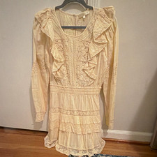 LoveShackFancy Santorini Beige Lace Ruffle Mini Dress Small NWOT