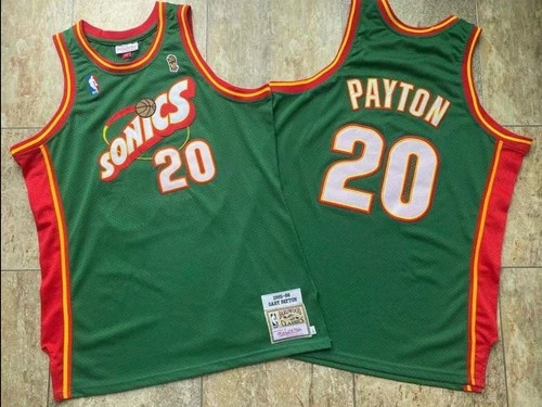 Seattle Super Sonics Gary Payton vintage retro green retro basketball jersey - product listing photo