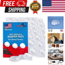 Pack of 100 Cabinet Door Bumpers - 1/2 Diameter Clear Adhesive Pads for Draw...