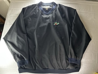 VTG 7UP Soda North End Pullover Windbreaker Jacket Mens 2XL Navy Embroidered