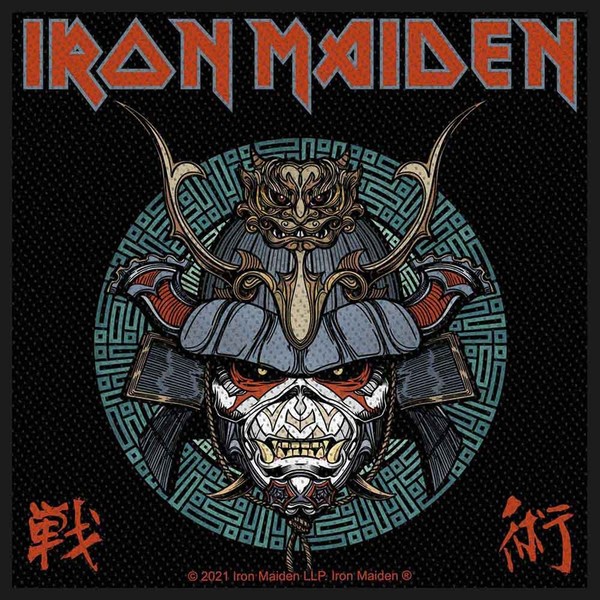 Iron Maiden Patch Senjutsu Samurai Eddie Band Logo Nue Offiziell Schwarz Woven-image