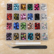 6800 PCS Mixed 5 Sizes Flatback Round Glass Hotfix Iron Rhinestones Crystal for