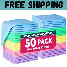 Microfiber Cleaning Cloth Set of 50 Towel Rag Car Polishing Detailing No-Scratch