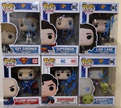 DC Superman 2025 Movie Cast Signed Funko Pop Lot Beckett BAS COA AUTHENTIC