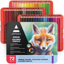Colored Pencils 72 Soft Wax-Based Color Pencils for Adults & Artists. Pre-Sha...
