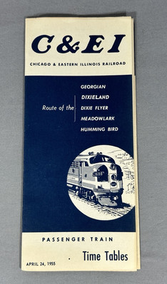 1955 C&EI Chicago & Eastern Illinois Railroad Zug Zeittabellen Karte Broschüre